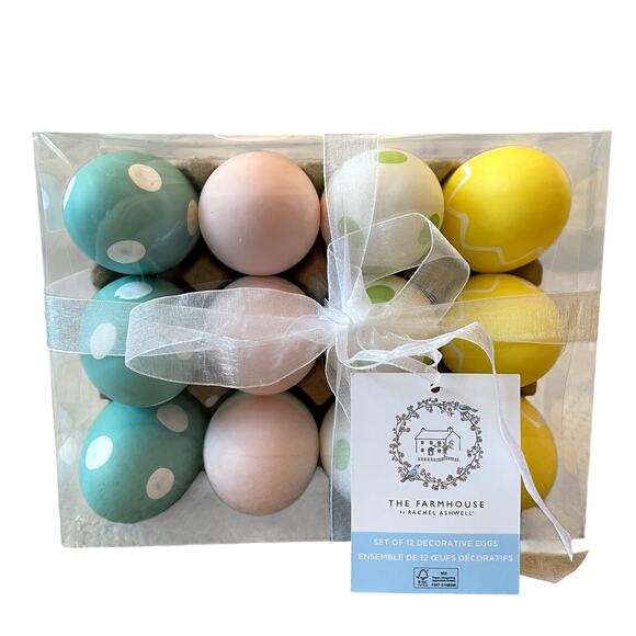 The Farmhouse Easter Eggs Boxed Set of 12 Pastel Colors Polka Dot Spring Decor - Picture 11 of 14